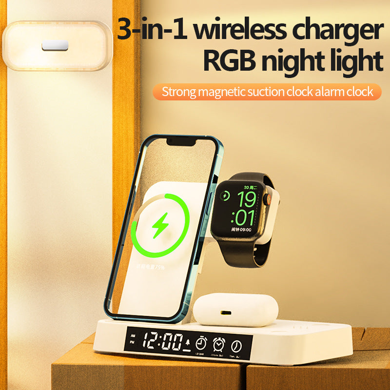 4 In 1 Multifunction Wireless Charger Station With Alarm Clock Display - Tech Junction