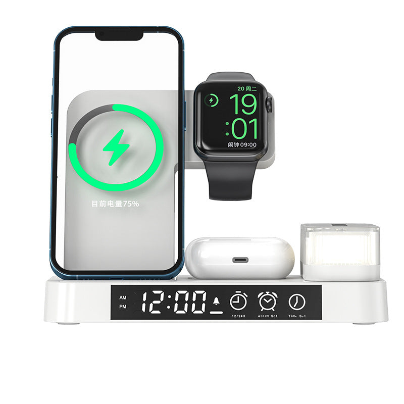 4 In 1 Multifunction Wireless Charger Station With Alarm Clock Display - Tech Junction