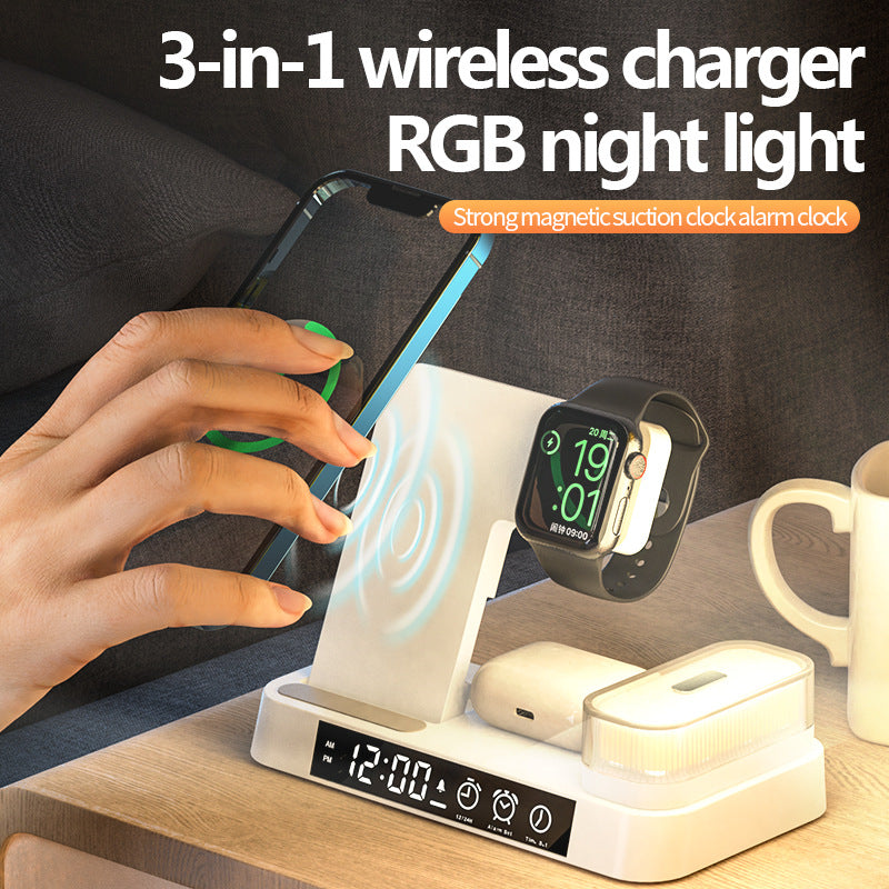 4 In 1 Multifunction Wireless Charger Station With Alarm Clock Display - Tech Junction